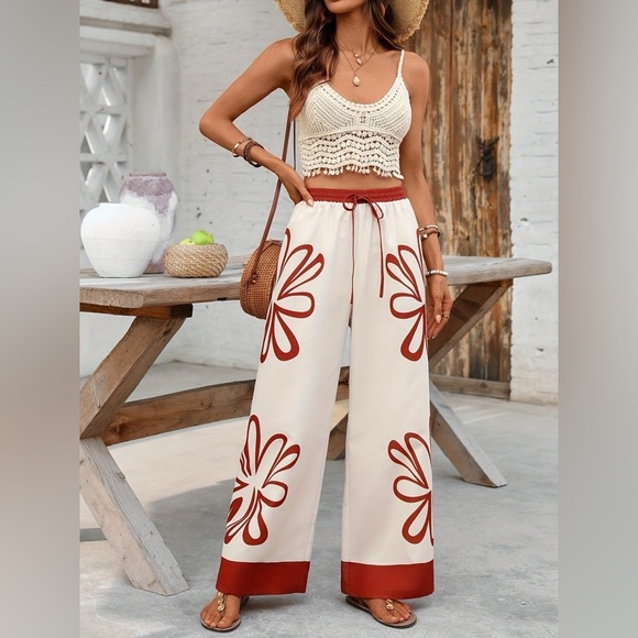 Floral Drawstring Wide Leg Pants - Picture 5 of 5